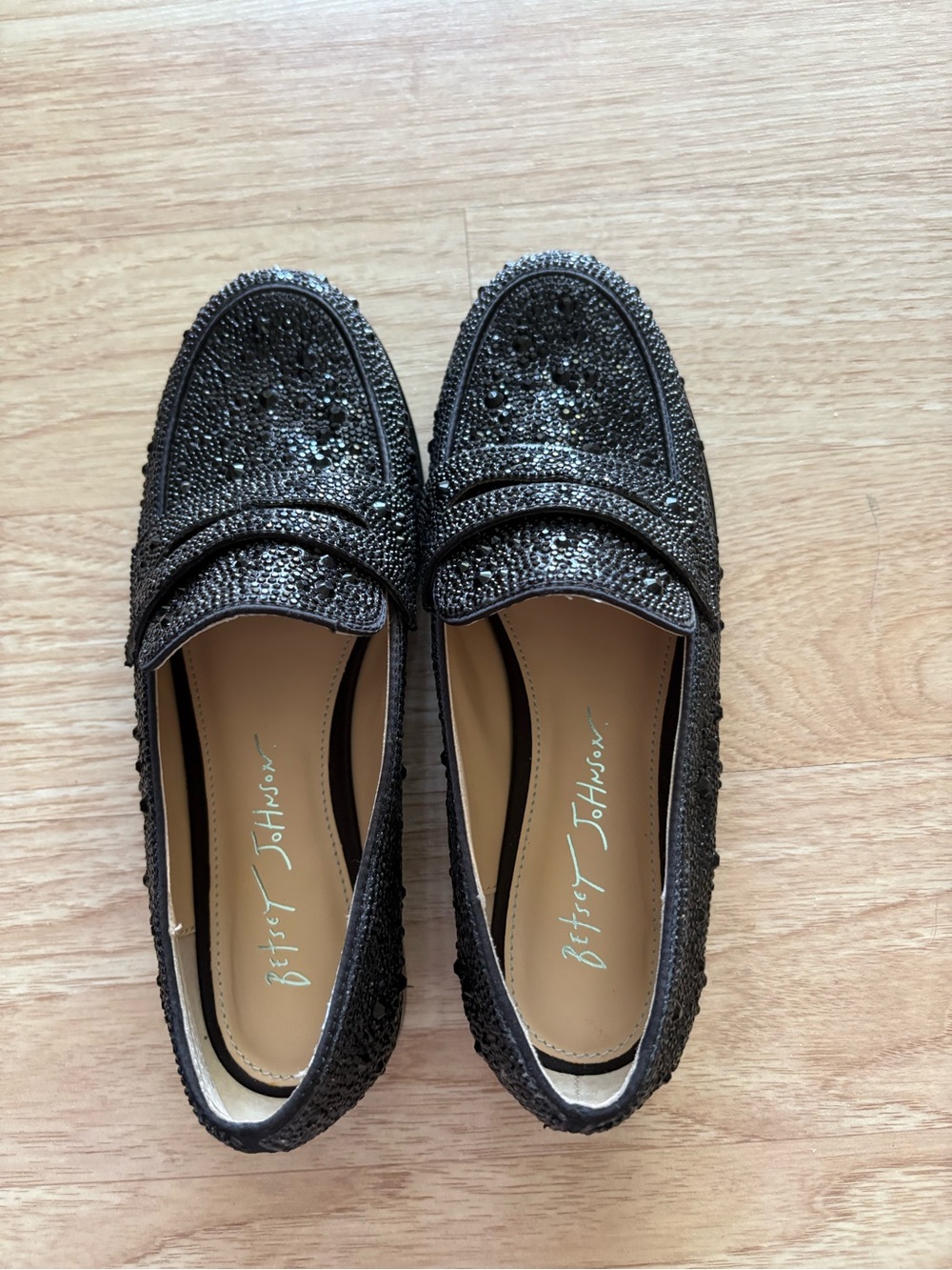 Betsey Johnson Black Beaded Loafers